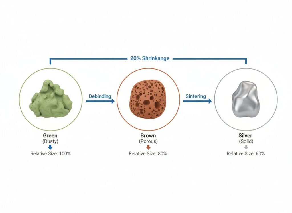Cold Metal Fusionの3段階プロセス - グリーンパーツから金属パーツへの変化