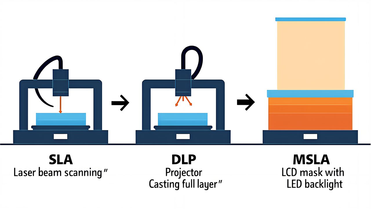 Resin 3D Printing Beginner Guide 2026 — SLA vs DLP vs MSLA Explained